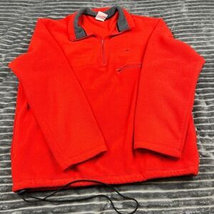 VTG Y2K Speedo Mens Fleece Quarter Zip Pullover Red  Collar Chest Pocket Large